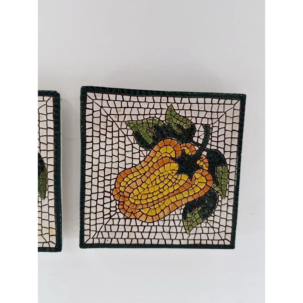Pier 1 Hand‎ Painted Mosaic 2 Piece Trivet Set - Made in Italy 6